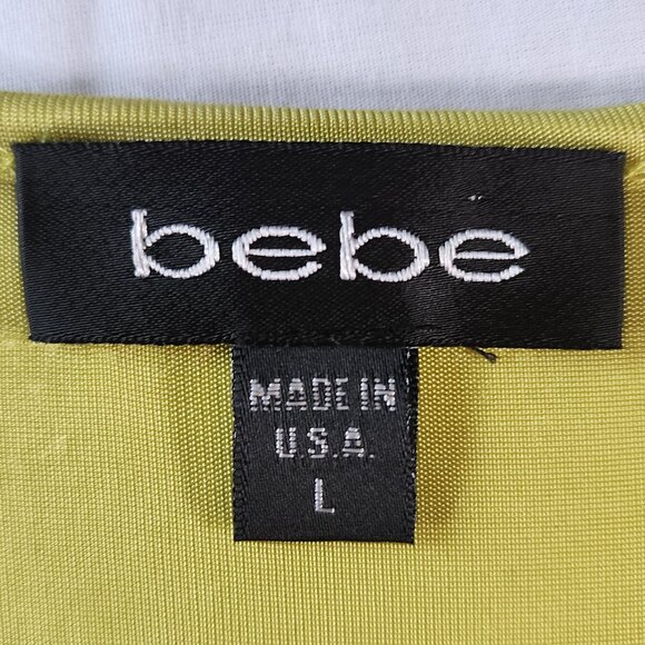 Y2K VTG bebe sleevless ruched draped green top size L baddie 2000s mcbling - Picture 8 of 9